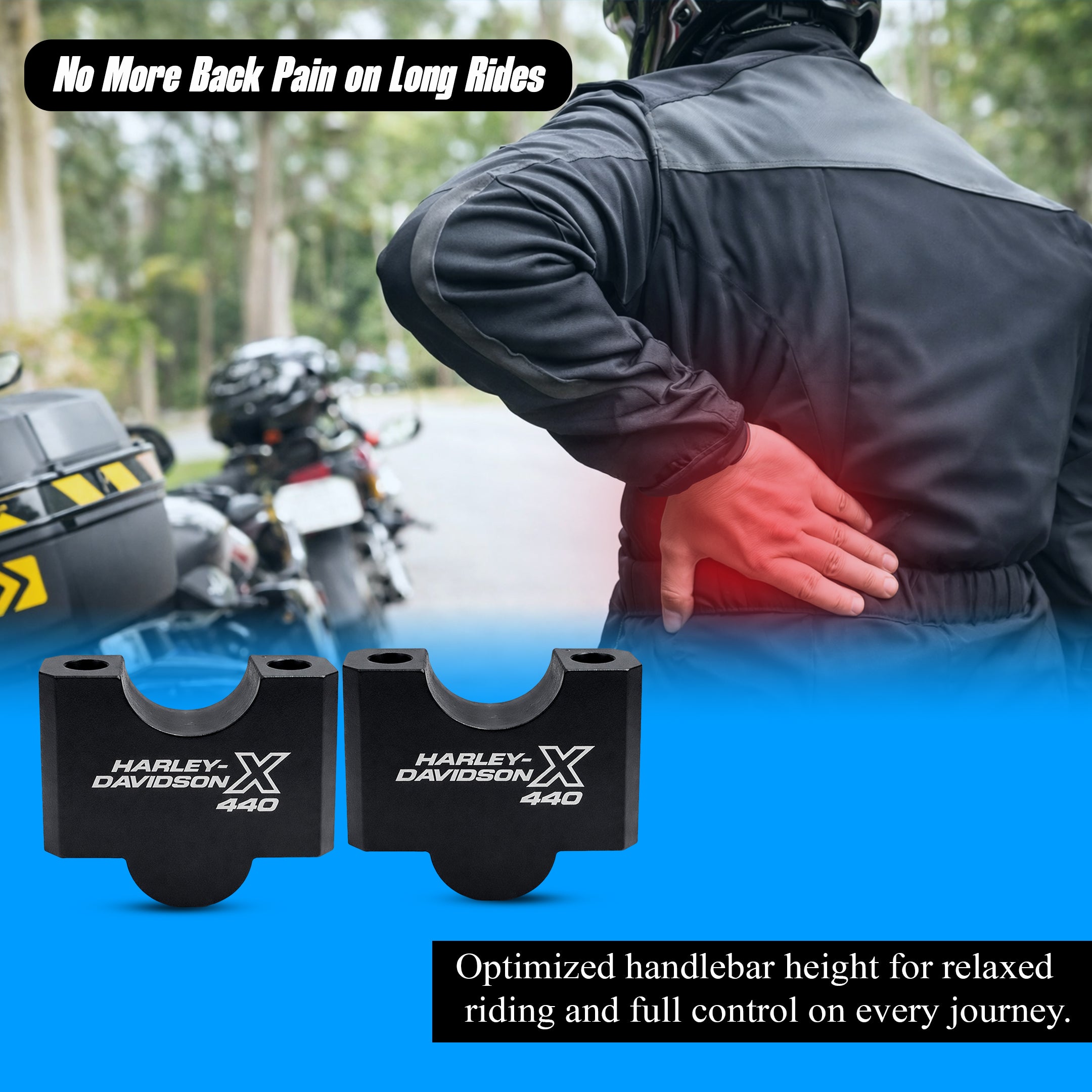 Adjustable Aluminium Handlebar Riser for X440 Motorbike | CNC Height Riser Clamp | Improved Riding Comfort & Control | Easy Bolt-On Installation