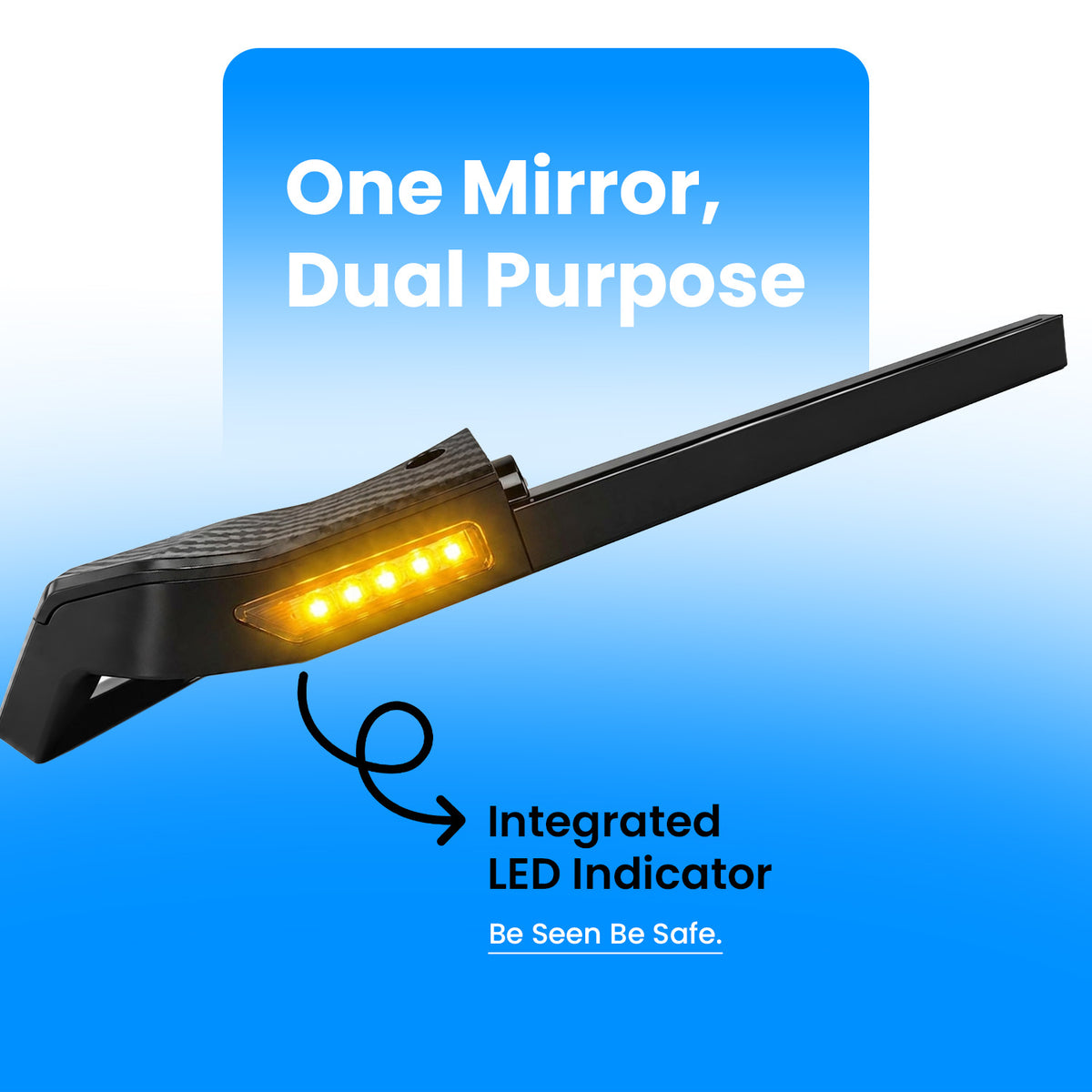 Adjustable Universal Motorcycle Rearview Mirrors with LED Turn Signals, Rotating Wind Wing Side Mirrors, Carbon Fiber Finish, Modified Rear View Mirrors for Most Motorcycles & Bikes