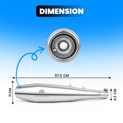 Venom Stainless Steel Dual Exhaust Silencer for Jawa Classic & Jawa 42 (Both Sides, Left + Right) | Premium Anti-Rust Performance Muffler Pair (Chrome Silver)
