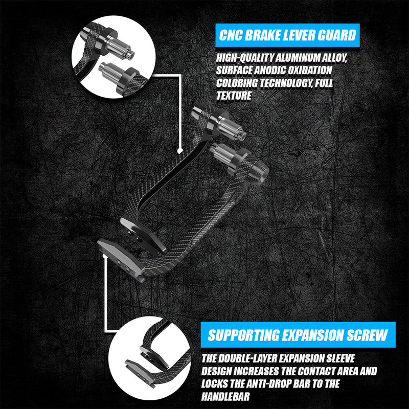 Universal Motorcycle Carbon Lever Guards | Aluminum Brake & Clutch Hand Protectors, CNC Billet Handlebar