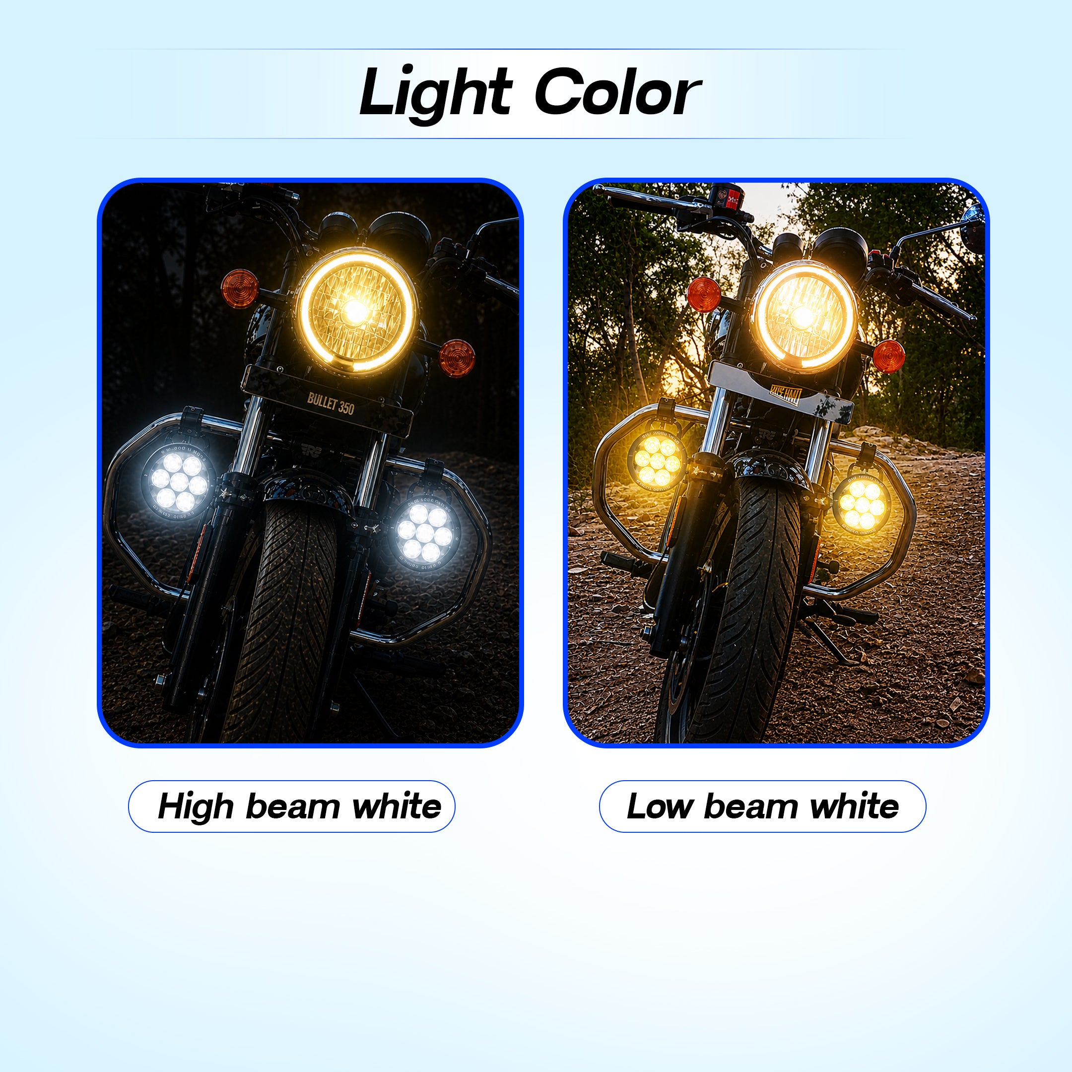 VK60 90W×2 Auxiliary Fog Lights for Motorcycles & EVs – Dual Color High/Low Beam IP67 Waterproof with Wiring Harness & Clamp (Pack of 2) (MGF3)