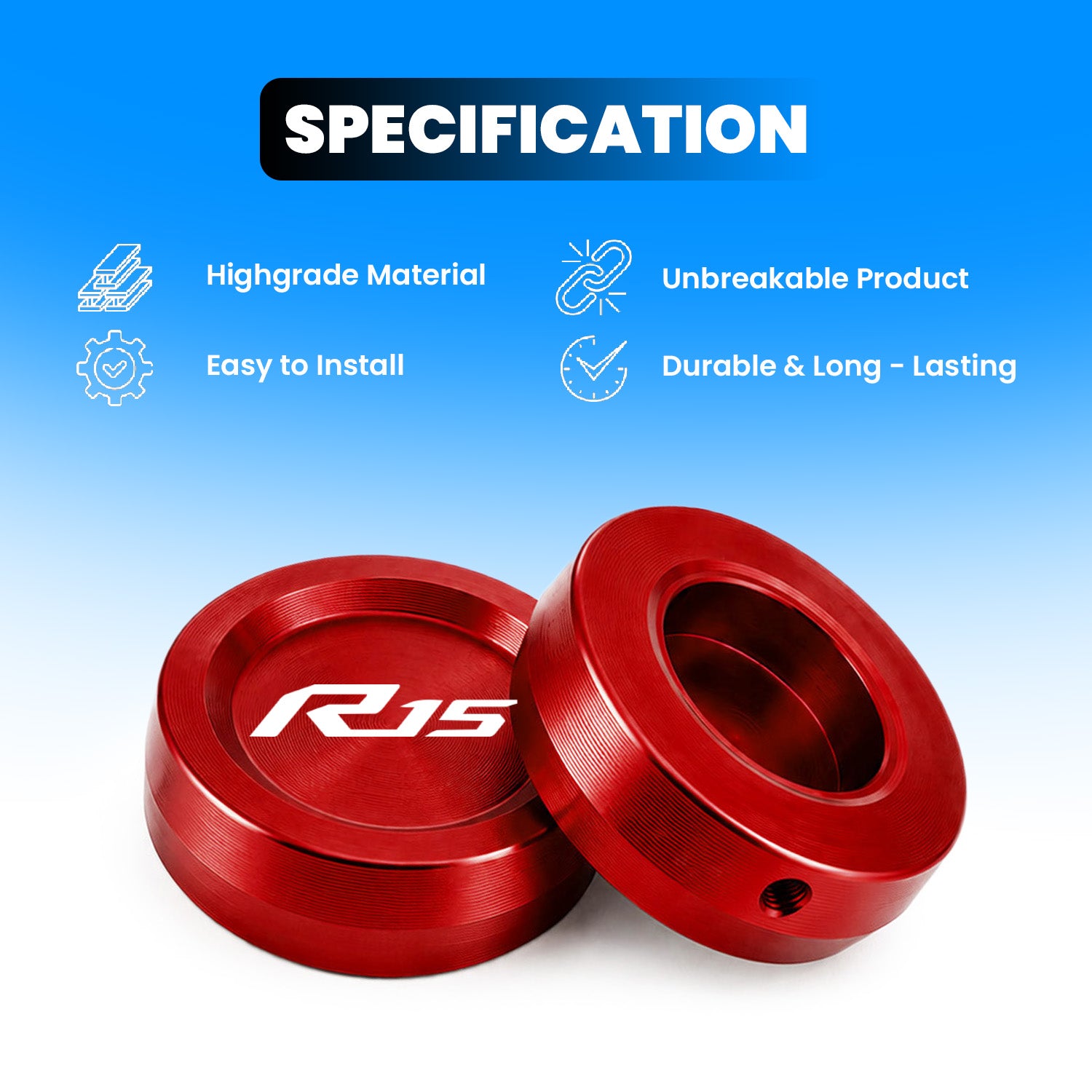 Front Fork Cap Cover for Yamaha R15 V4 / R15 V3 – Premium Anodized CNC MADE Front Shocker Top Fork Cover (Pair)