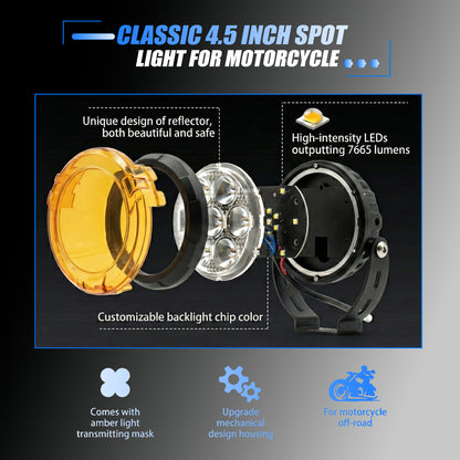 VK 750 WITH HARNESS 7 LED AUXILIARY Fog Light 60W piece Motorcycle & Car Light | With Switch & Wire Harness | Universal Fit | High Brightness | Waterproof (Pack of 2) (MGF3)
