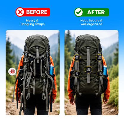 Universal Bag Strap Keeper, Waterproof Fabric, Hook and Loop Fastener, Adjustable Strap Organizer for Backpacks, Luggage, Duffel Bags, Travel and Everyday Use