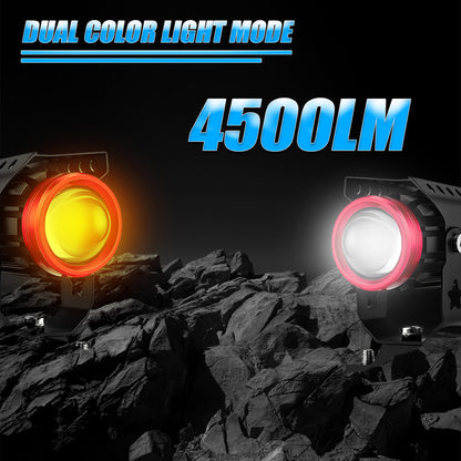 JX100 2 LED Fog Lights for Motorcycles | High-Intensity Titanium LED Pair | Wide-Beam Night & Fog Riding Lights | Waterproof Auxiliary Driving Lamps(Pack of 2)