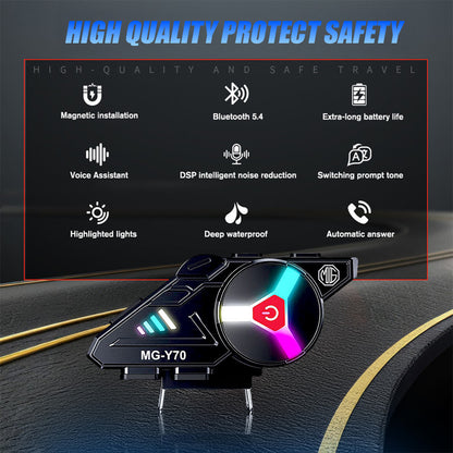 Y70 High Version Motorcycle Wireless Helmet Bluetooth Headset V5.3 – Hands-Free Speaker, Outdoor Riding, Intercom, Music & Call Support