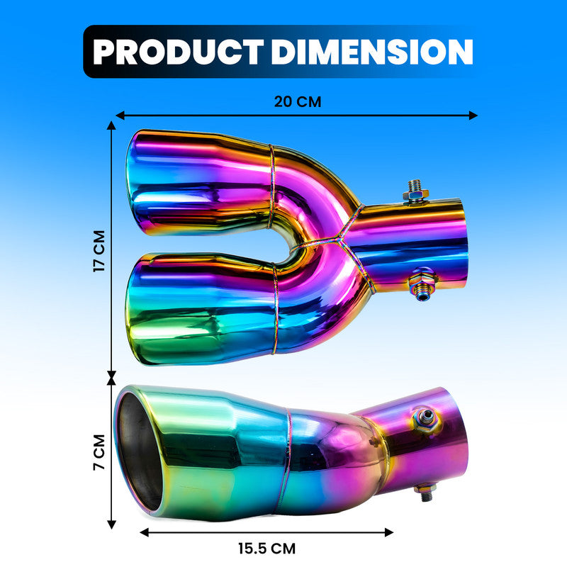 2.5 Inch Inlet Dual Exhaust Tip, Stainless Steel Polished Double Outlet Muffler Tailpipe, Universal Bolt-On Car Exhaust Tail Pipe with Blue Burnt Finish