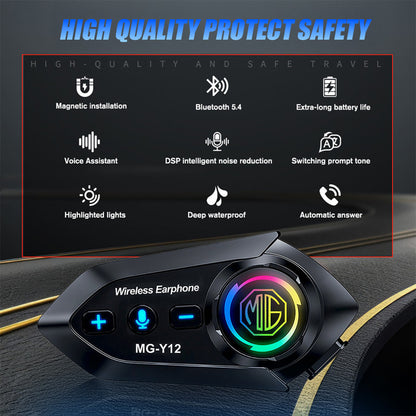 Y70 High Version Motorcycle Wireless Helmet Bluetooth Headset V5.3 – Hands-Free Speaker, Outdoor Riding, Intercom, Music & Call Support