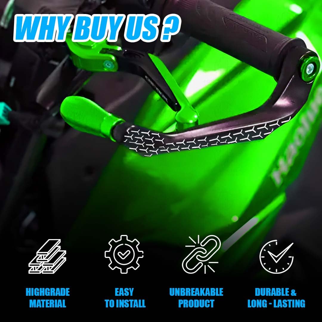 3D Design Universal CNC Handlebar Brake Clutch Lever Protector Guard for Motorcycles & Bikes | Durable and Stylish-Green - Moto Genius
