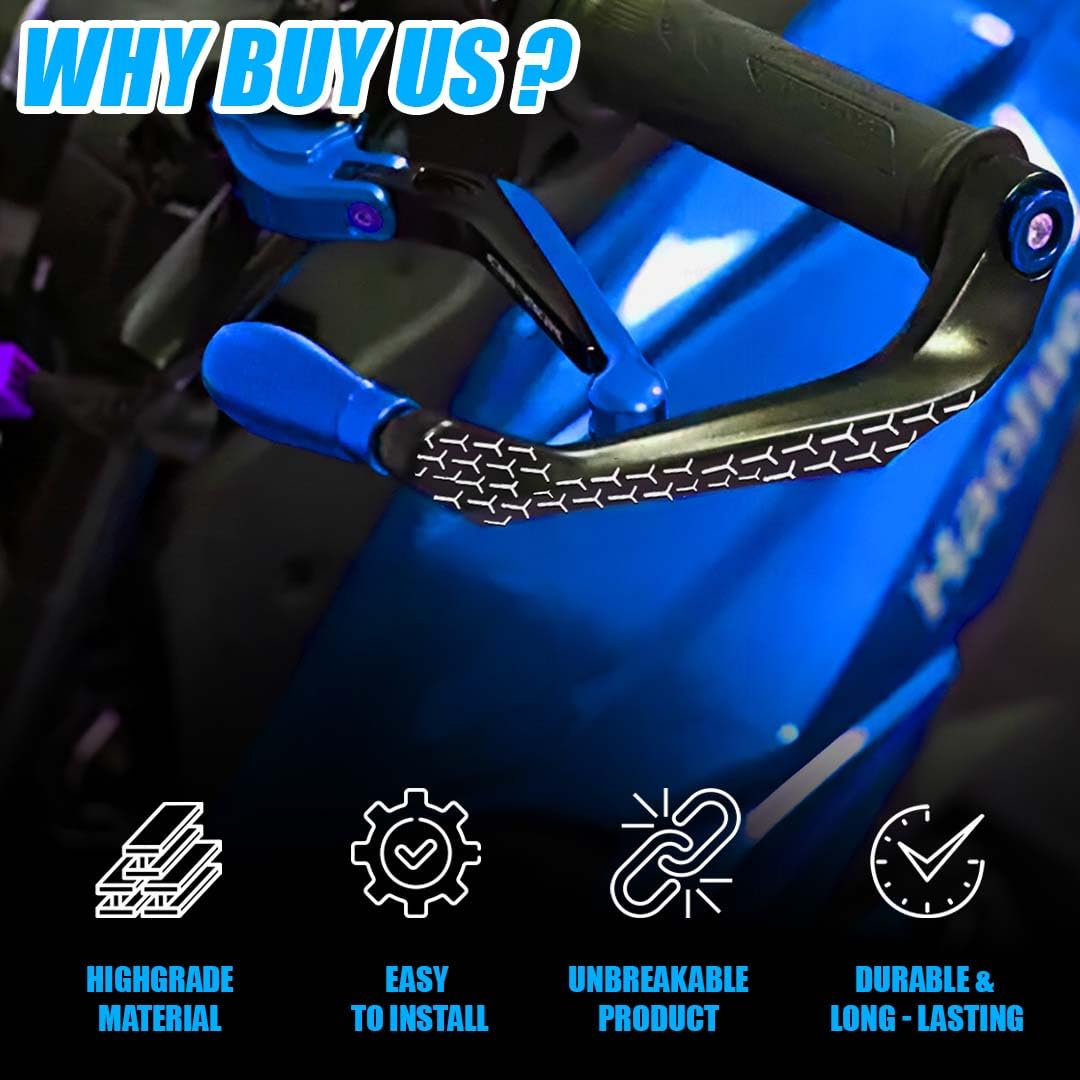 3D Design Universal CNC Handlebar Brake Clutch Lever Protector Guard for Motorcycles & Bikes | Durable and Stylish-Blue - Moto Genius