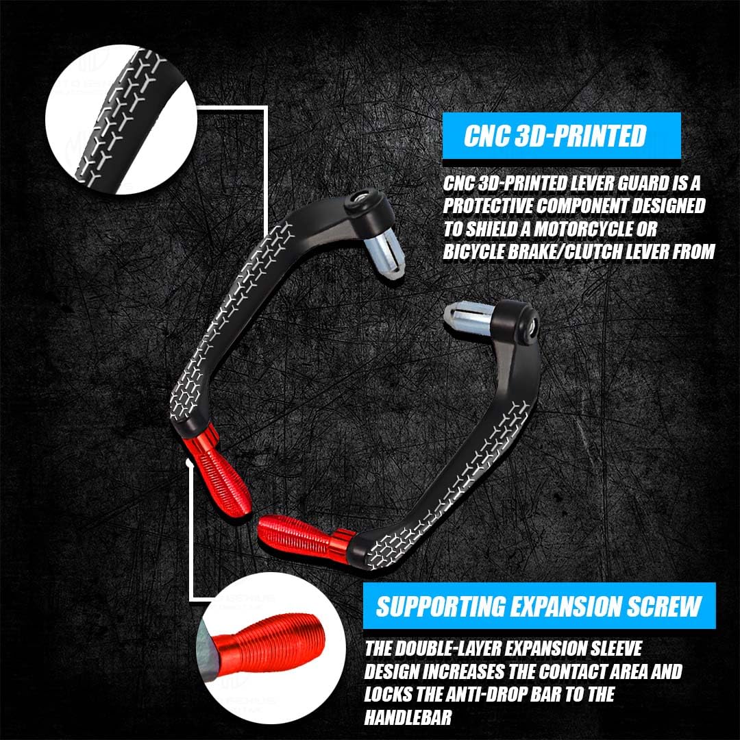 3D Design Universal CNC Handlebar Brake Clutch Lever Protector Guard for Motorcycles & Bikes | Durable and Stylish-Red - Moto Genius