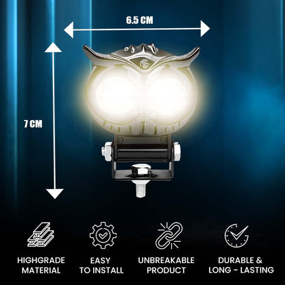 40W OWL Shape LED Fog Light | Dual Color & | Low & High Beam | Universal Fit for Car & Motorcycle | Stylish Projector Lamp Design (MGF1) - Moto Genius