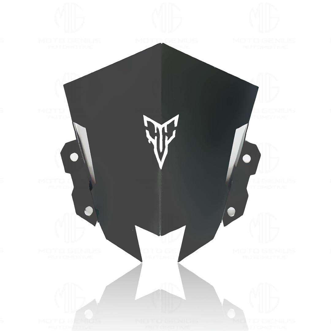 MOTO GENIUS Metal Visor Windscreen Windshield Deflector for MT 15 | Heavy Quality Flyscreen with Mount for Motorbike | Wind Sheld Protector (Black)