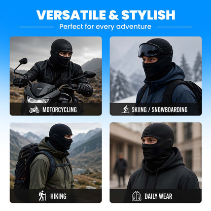 Balaclava Face Mask for Men & Women, Full Face Cover for Bike Riding Cycling & Biking Helmet, Breathable Stretch Cotton Mask for Dust UV Wind Protection, Black