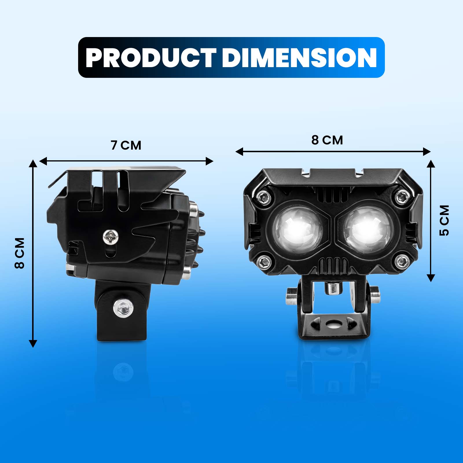 JX 130 WITHOUT HARNESS 60W Dual Color LED Fog Light for Motorcycles | 2 LED Dual Beam White & Yellow | Waterproof Auxiliary Driving Lamp (Pack of 2) (MGF2)