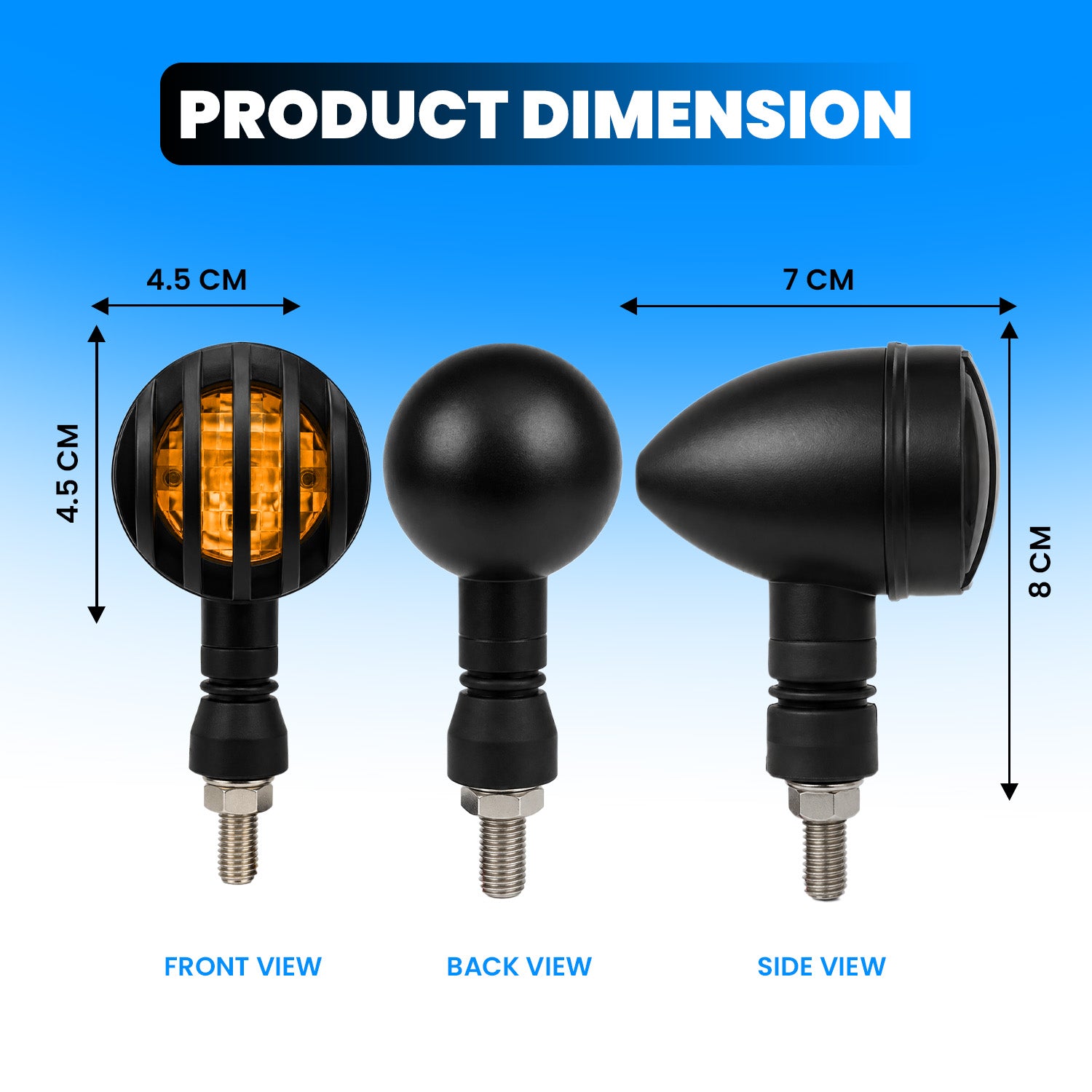 Waterproof LED Indicator Light for Bikes, High Brightness Universal Motorcycle Turn Signal Lamp with Jali/Grill Cover, Durable Plastic Body, Front/Rear Use(Pack of 2)