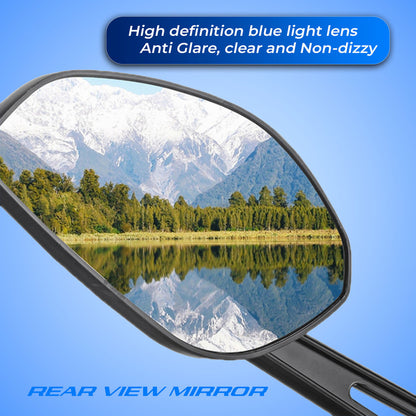 Aluminum Alloy Motorcycle Mirrors with Blue Light Anti-Glare Lenses, 360° Adjustable HD Rearview Mirrors, Wide-Angle Field of Vision, Durable & Drop-Resistant (1 Pair)