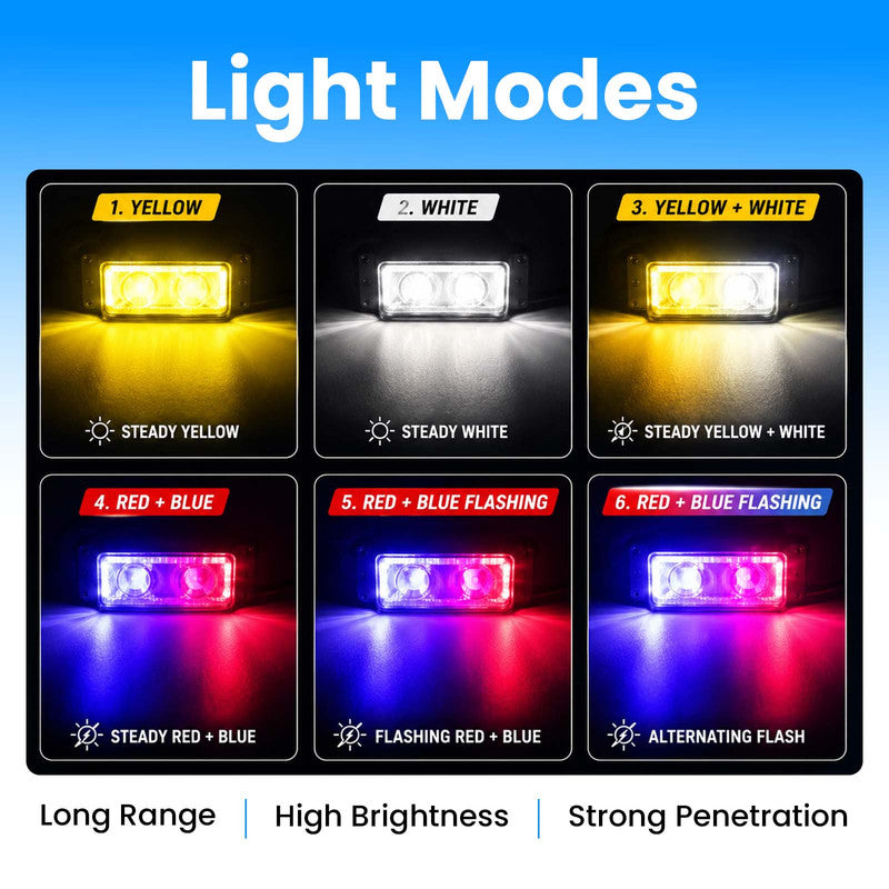 MOTO GENIUS Universal 50W Motorcycle LED Fog Light Kit | Dual Lens Projector Spotlight with Wired Switch | 12V-80V Waterproof Riding Lamps for Bikes(Pack of 2)
