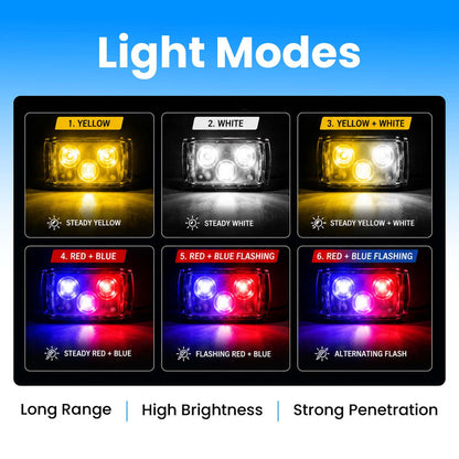 Universal 3-LED Motorcycle Fog Light Kit | 60W Dual Lens Projector Spotlight with Wired Switch | 12V-80V Waterproof Riding Lamps for Bikes (Pack of 2)