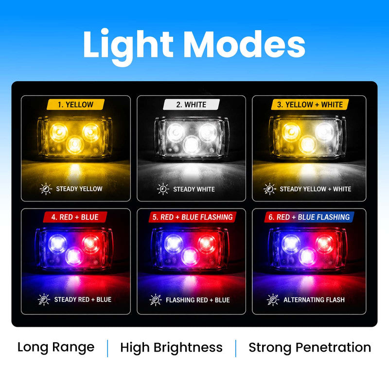 Universal 3-LED Motorcycle Fog Light Kit | 60W Dual Lens Projector Spotlight with Wired Switch | 12V-80V Waterproof Riding Lamps for Bikes (Pack of 2)