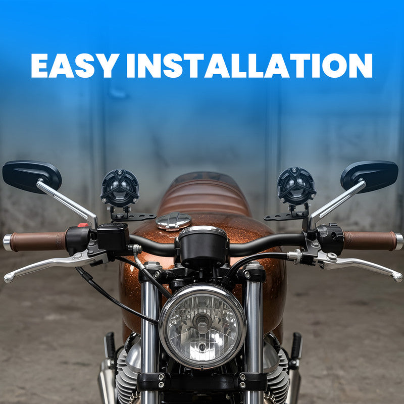 Motorcycle Fog Light Mount Brackets - Z-Shaped Adjustable Rear View Mirror Extension Holder for Bike (2PC)