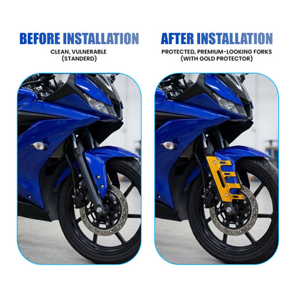 MOTO GENIUS Universal CNC Aluminum Motorcycle Front Fork Protector Anti-Fall Crash Slider, Shock Absorber & Front Fender Guard for Bikes