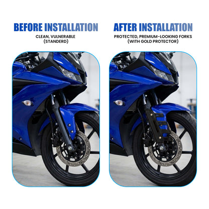MOTO GENIUS Universal CNC Aluminum Motorcycle Front Fork Protector Anti-Fall Crash Slider, Shock Absorber & Front Fender Guard for Bikes