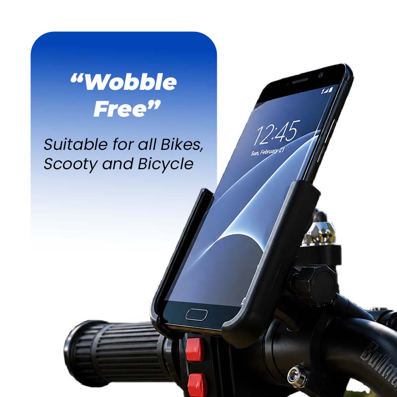Universal Bike Mount Holder, Aluminum 360° Rotating Stand for Bicycle, Motorcycle, Scooty | Fits All Smartphones, Bike Mobile Holder