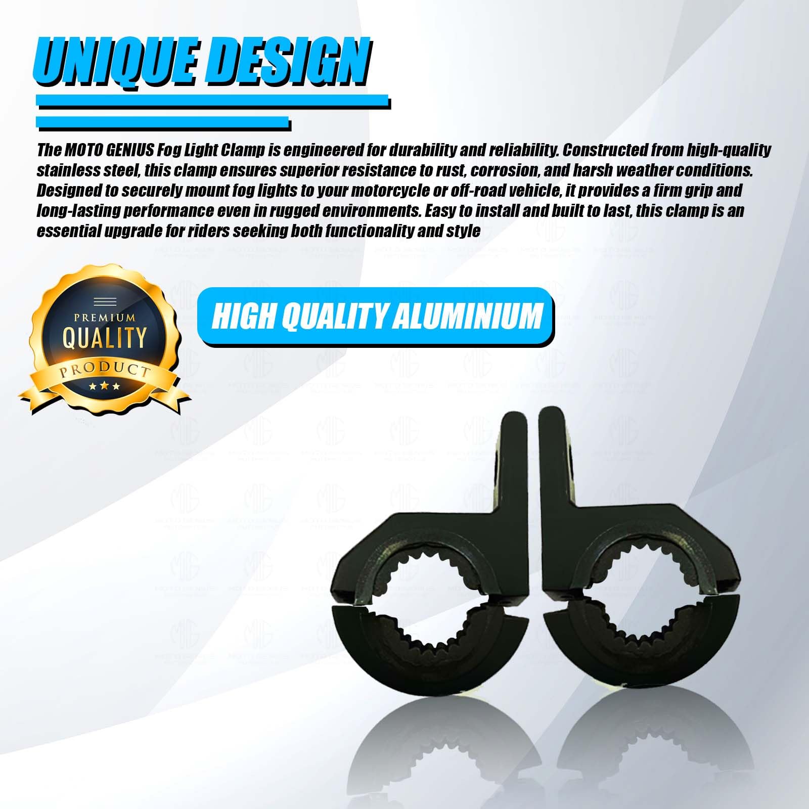 50MM Universal Fog Light Clamp for All Bikes | Durable Handlebar Mounting Solution( Pack of 2)-Black - Moto Genius