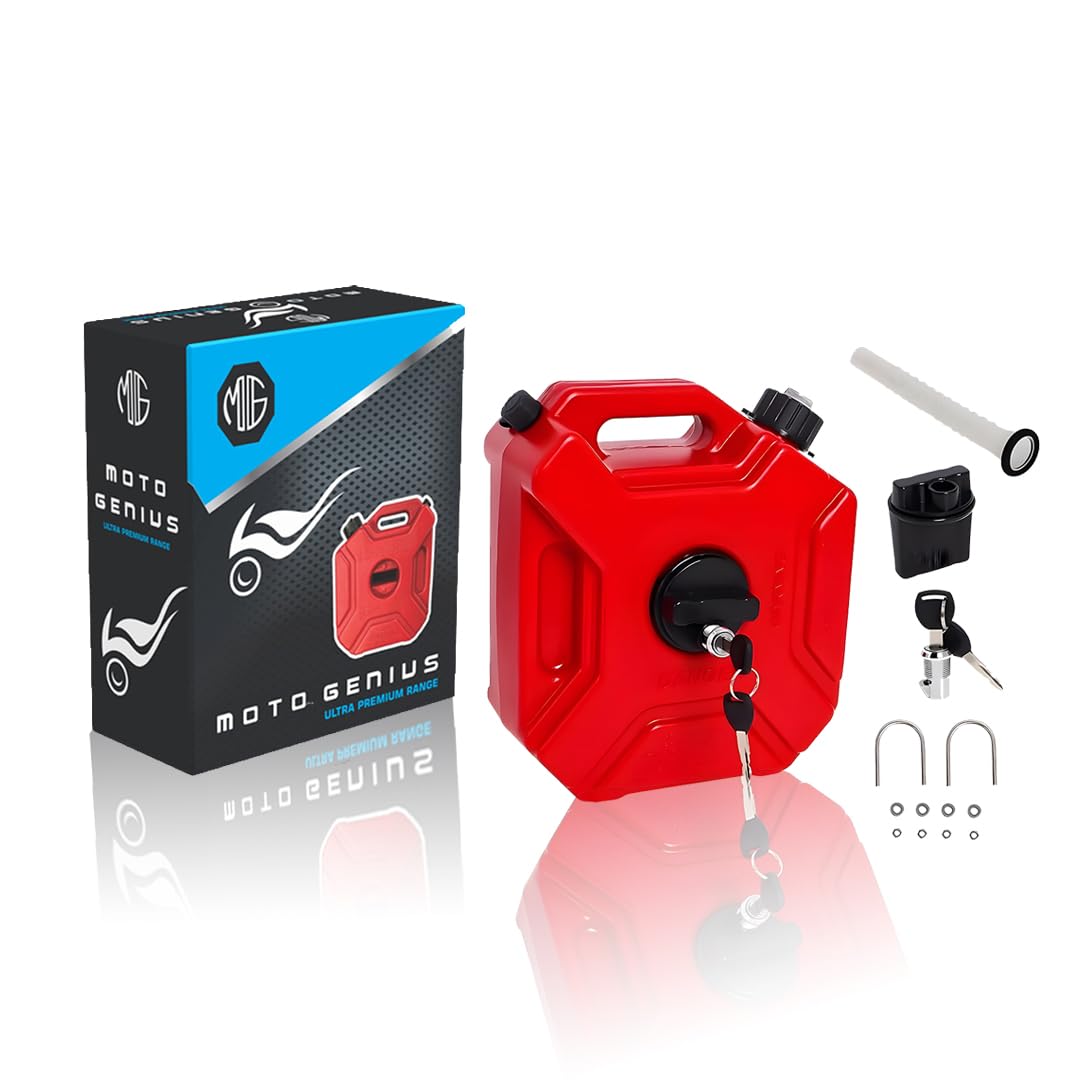 Universal 5 Liter Fuel Jerry Can With Clamp and Cap For Motorcycle | Fuel Container Heavy Duty construction for Petrol/diesel/kerosene Storage