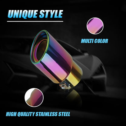 MOTO GENIUS Universal Stainless Steel Car Exhaust Tip | Chrome Bolt-On Tailpipe Muffler for Most Cars, Rustproof Exhaust Pipe Extension, Adjustable Silencer Tip (Pack of 1) MultiColor