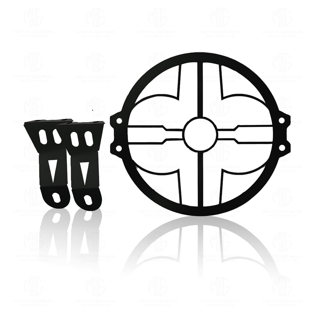 MOTO GENIUS Front Headlight Grill Guard for RE Super Meteor 650 | Durable Metal Protective Head Light Frame Protector (Flower Design)