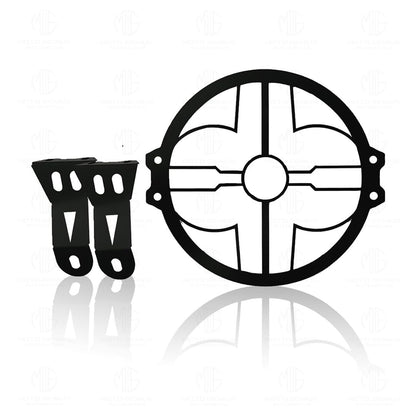 MOTO GENIUS Front Headlight Grill Guard for RE Super Meteor 650 | Durable Metal Protective Head Light Frame Protector (Flower Design)