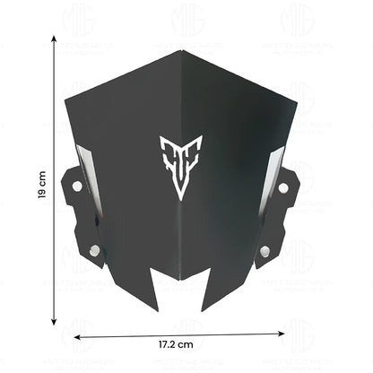 MOTO GENIUS Metal Visor Windscreen Windshield Deflector for MT 15 | Heavy Quality Flyscreen with Mount for Motorbike | Wind Sheld Protector (Black)