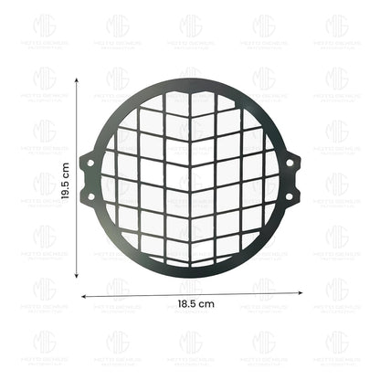 MOTO GENIUS Front Headlight Grill Guard for RE Meteor |Durable Metal Protective Head Light Frame Protector| Jali Compatible for RE Meteor (Plus Design Grill)