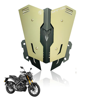MOTO GENIUS Metal Visor Windscreen Windshield Deflector for MT 15 | Heavy Quality Flyscreen with Mount for Motorbike | Wind Sheld Protector