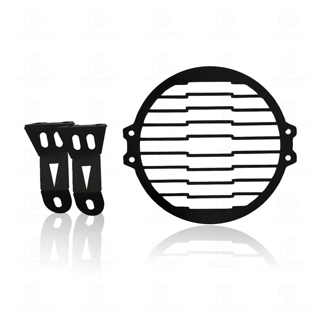MOTO GENIUS Front Headlight Grill Guard for HUNTER | Durable Metal Protective Head Light Frame Protector (Check Grill)