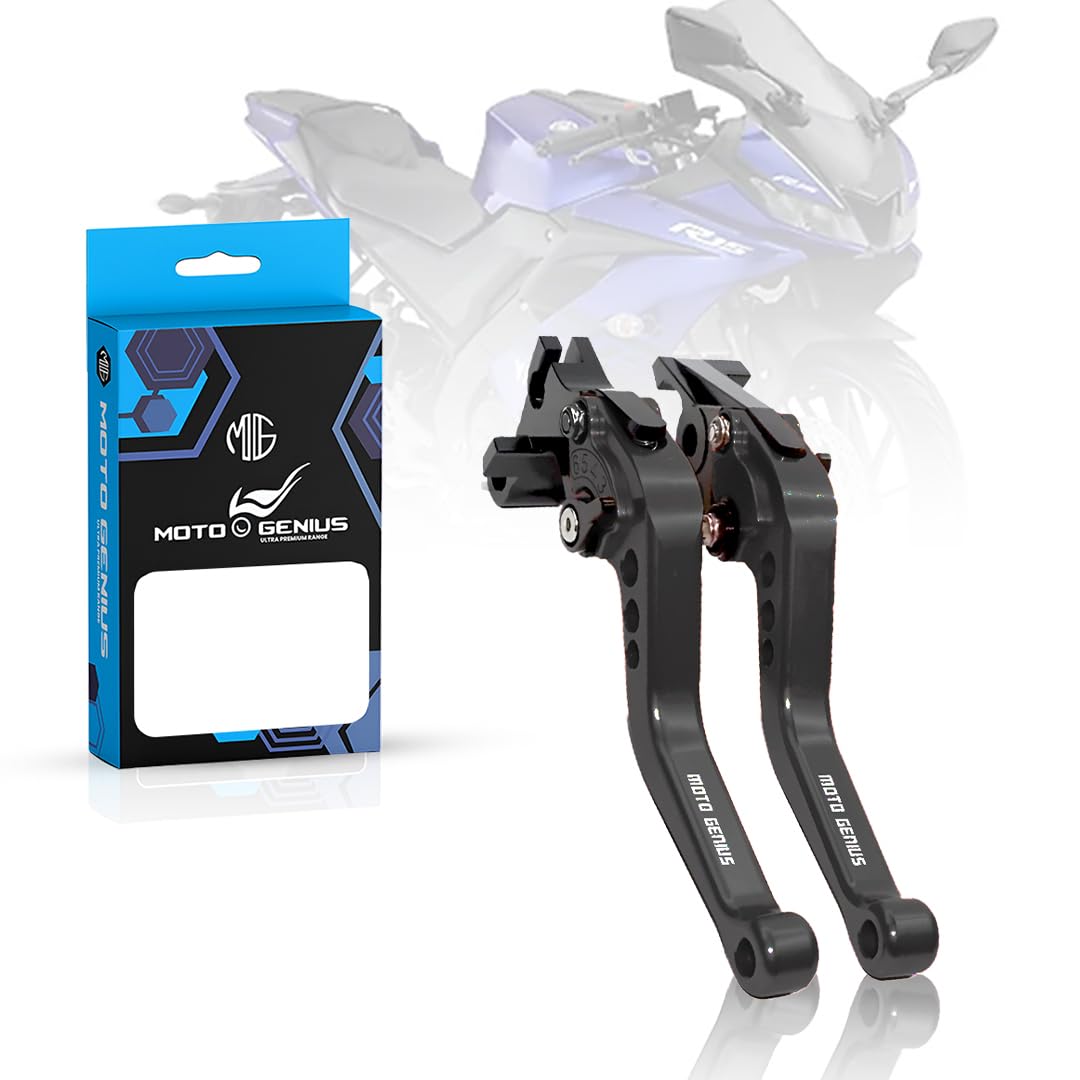 MOTO GENIUS Heavy Duty 6-Position Adjustable Clutch & Brake Lever Set for R15 V3 NON ABS Motorbike | CNC Aluminum | Easy Installation | Ergonomic Motorcycle Hand Levers