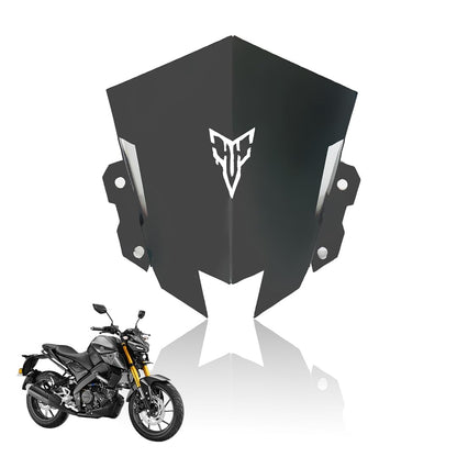 MOTO GENIUS Metal Visor Windscreen Windshield Deflector for MT 15 | Heavy Quality Flyscreen with Mount for Motorbike | Wind Sheld Protector (Black)
