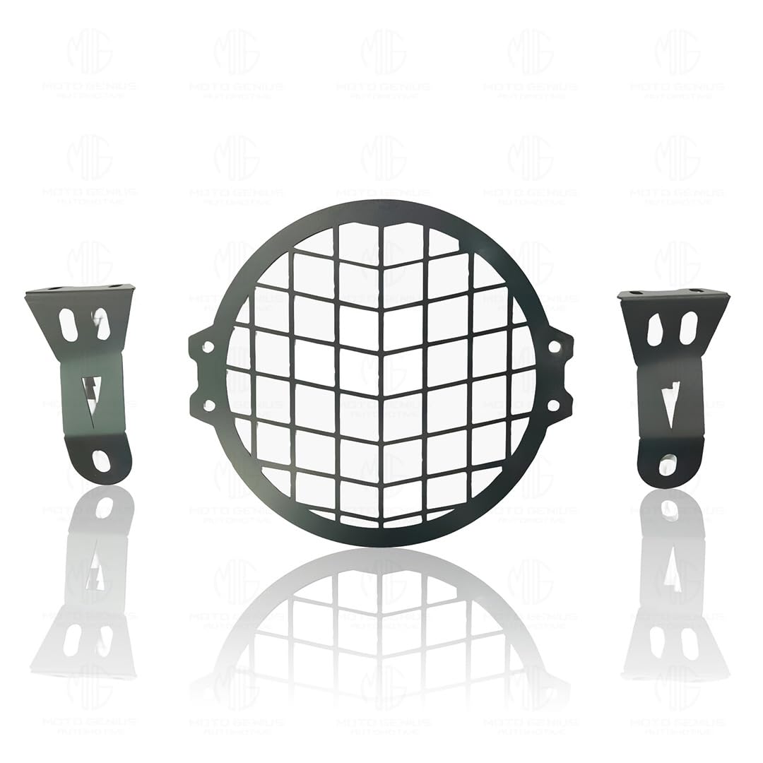 MOTO GENIUS Front Headlight Grill Guard for RE Super Meteor 650 | Durable Metal Protective Head Light Frame Protector