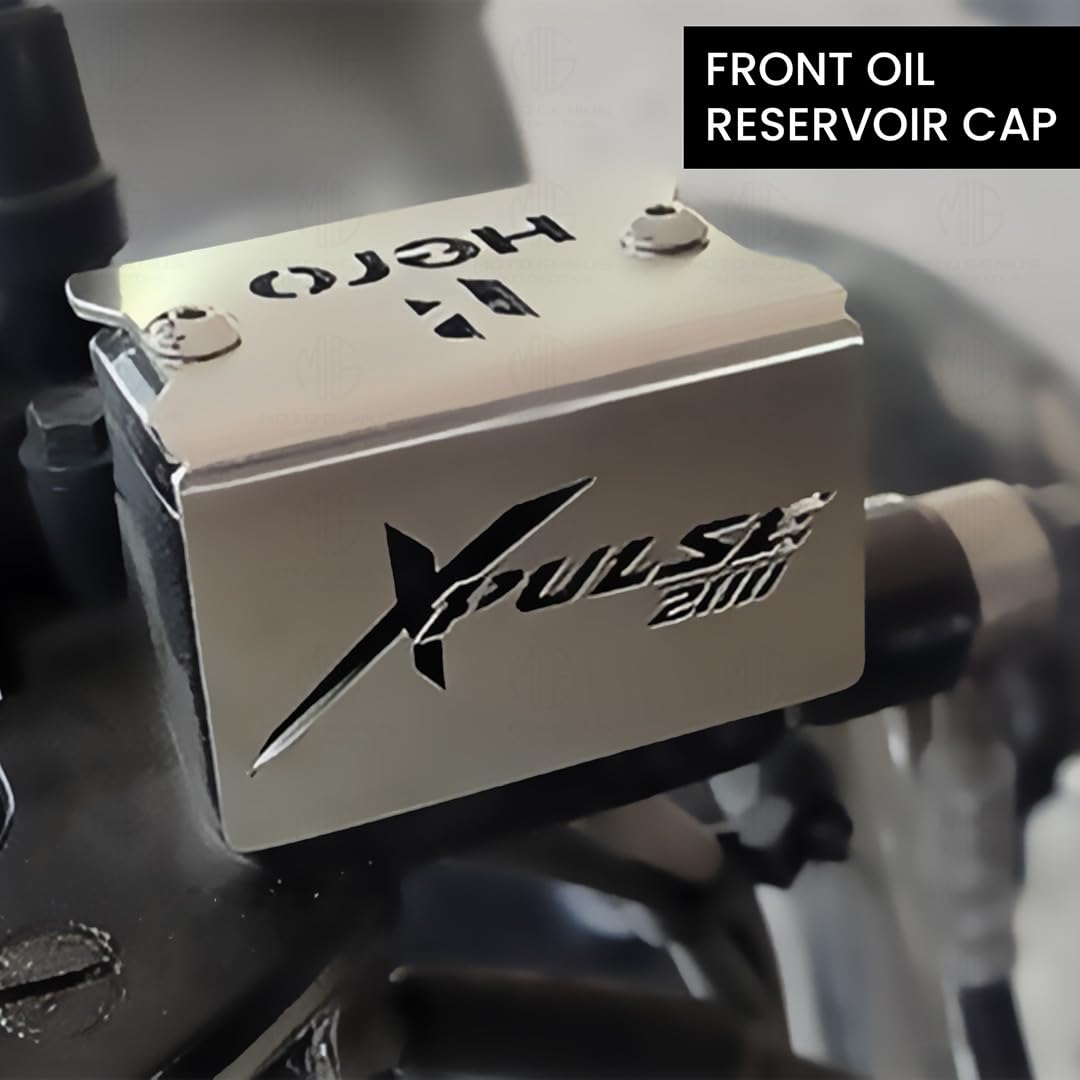MOTO GENIUS Stainless Steel Front Disc Brake Fluid Reservoir Oil Cap for Xpulse Motorbike Replacement for Enhanced Durability and Performance (Pack of 1)