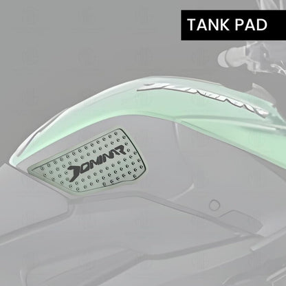 MOTO GENIUS Silicone Tank Pads for Dominar Motorbike | Premium Tank Protection Pads | Anti-Slip and Scratch-Resistant Design |Stylish and Durable | Dominar 250 & 400(Pack of 2) (Silver)