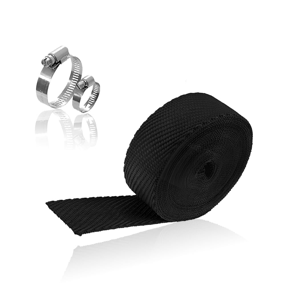 MOTO GENIUS Universal 3 Metre Silicate Fiber Silencer Wrap Bike Exhaust Heat Shield for RE Bullet - High-Temperature Resistance