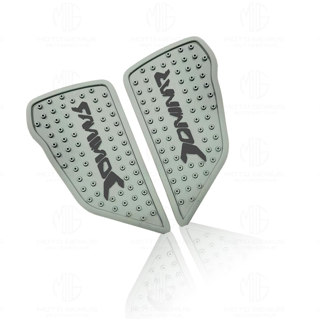 MOTO GENIUS Silicone Tank Pads for Dominar Motorbike | Premium Tank Protection Pads | Anti-Slip and Scratch-Resistant Design |Stylish and Durable | Dominar 250 & 400(Pack of 2) (Silver)