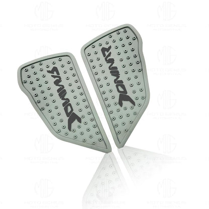 MOTO GENIUS Silicone Tank Pads for Dominar Motorbike | Premium Tank Protection Pads | Anti-Slip and Scratch-Resistant Design |Stylish and Durable | Dominar 250 & 400(Pack of 2) (Silver)