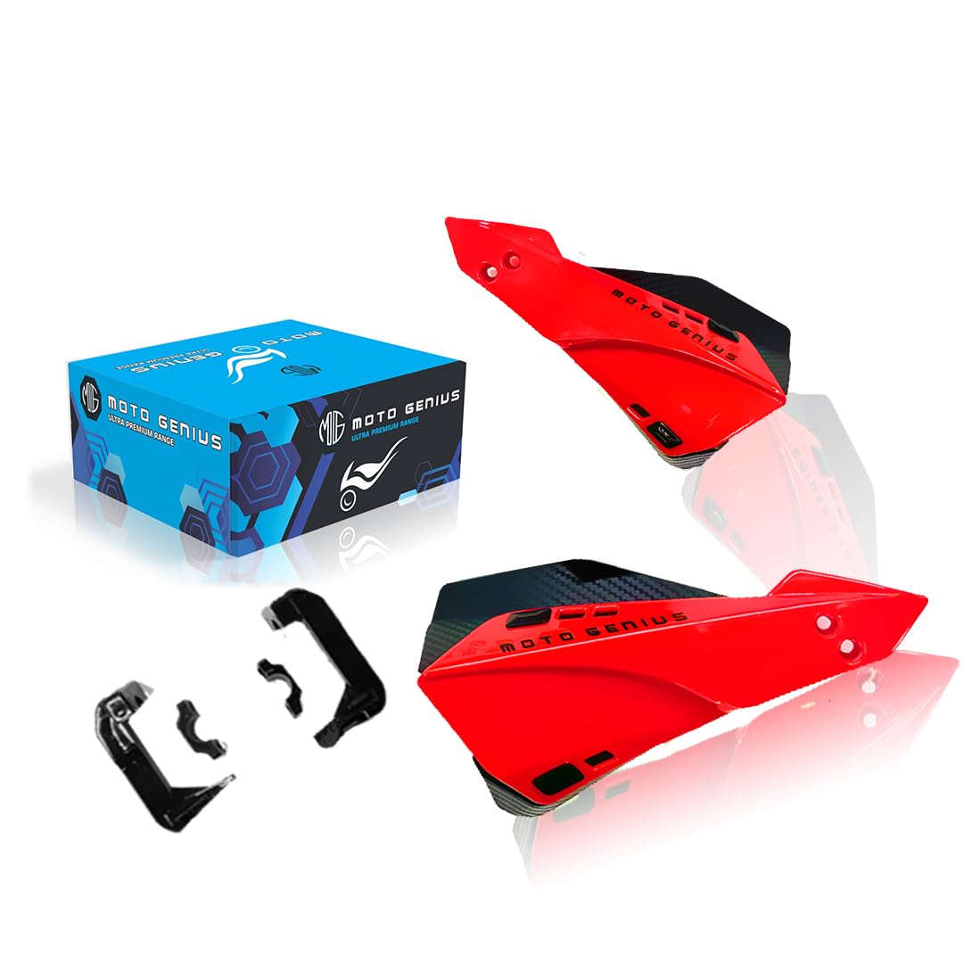 MOTO GENIUS Universal Bike Hand Guards Protectors | Wind Deflector Made for Hand Safety While Riding All Motorcycle (MTB) ()
