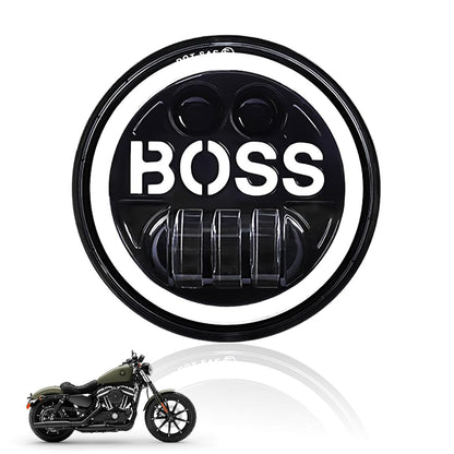 5.7 Inch LED Round Headlight with DRL for HD Iron 883 Motorbike | Acrylic & Aluminum Construction, Waterproof, Luminous Mode (Boss Design) - Moto Genius