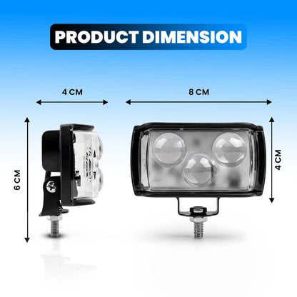 Universal 3-LED Motorcycle Fog Light Kit | 60W Dual Lens Projector Spotlight with Wired Switch | 12V-80V Waterproof Riding Lamps for Bikes (Pack of 2)