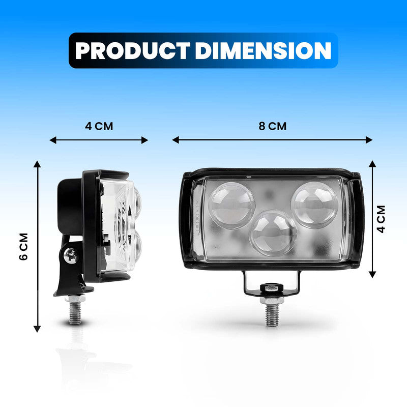 Universal 3-LED Motorcycle Fog Light Kit | 60W Dual Lens Projector Spotlight with Wired Switch | 12V-80V Waterproof Riding Lamps for Bikes (Pack of 2)