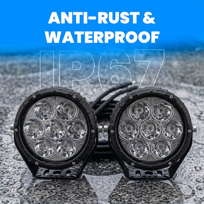 VK700 70W x 2 Motorcycle Fog Light Auxiliary LED Light Set | High Brightness CNC Switch & Wiring Harness | Universal Fit Waterproof Bike Driving Lights (Pack of 2)